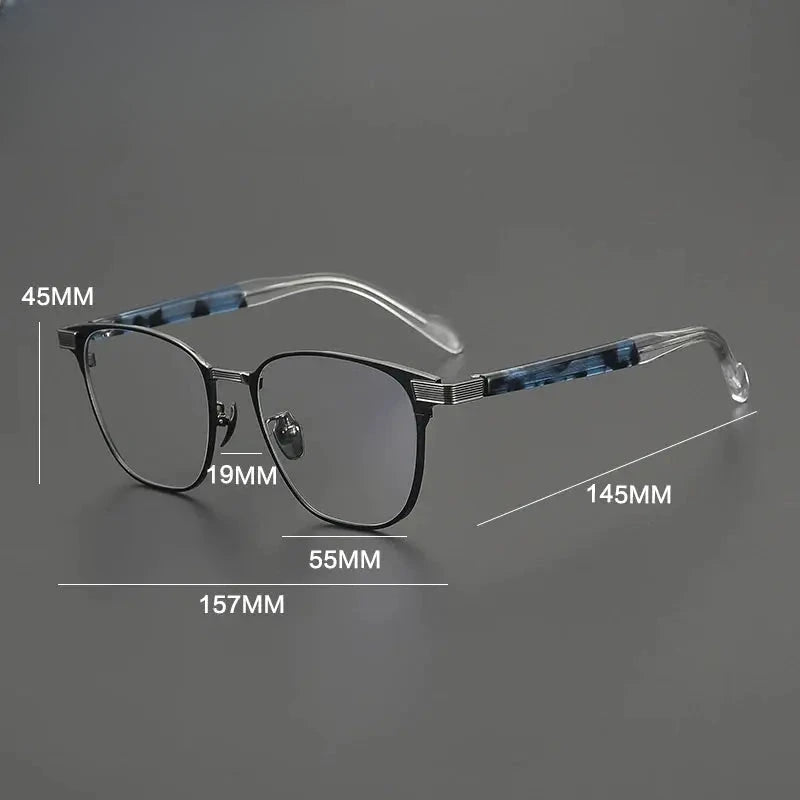 Men's Square Full Rim Titanium Oversized Prescription Glasses 190075 — view 2 | Rx Spectacle