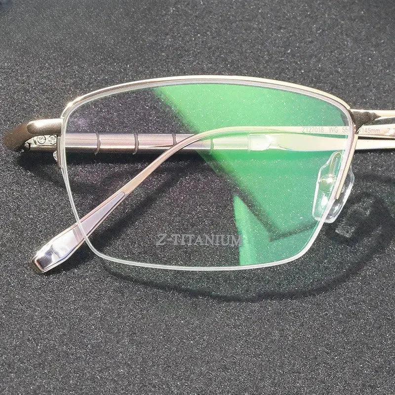 Men's Square Semi-Rimless Titanium Prescription Glasses 417018 — view 4 | Rx Spectacle