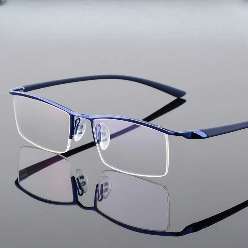 Men's Browline Semi-Rimless Alloy Prescription Glasses P8190 — view 1 | Rx Spectacle