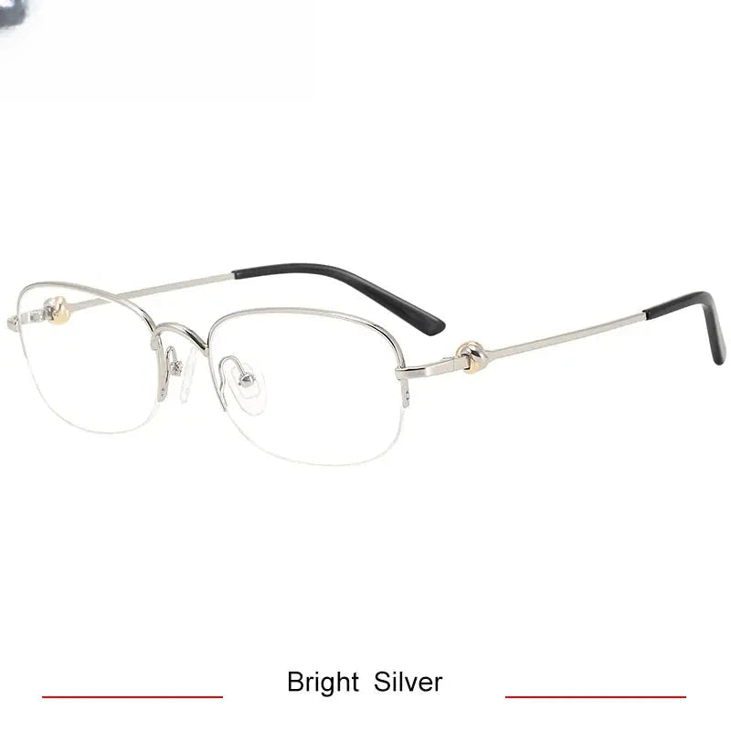 Unisex Oval Semi-Rimless Titanium Prescription Glasses 310347 — view 5 | Rx Spectacle