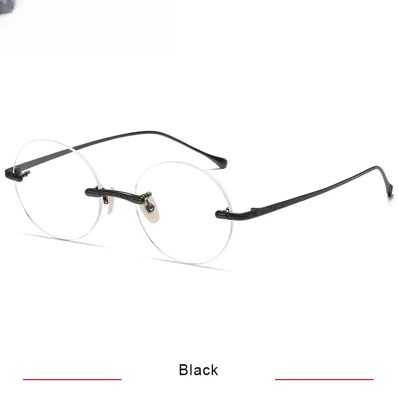 Men's Round Rimless Titanium Prescription Glasses K5933 — view 9 | Rx Spectacle