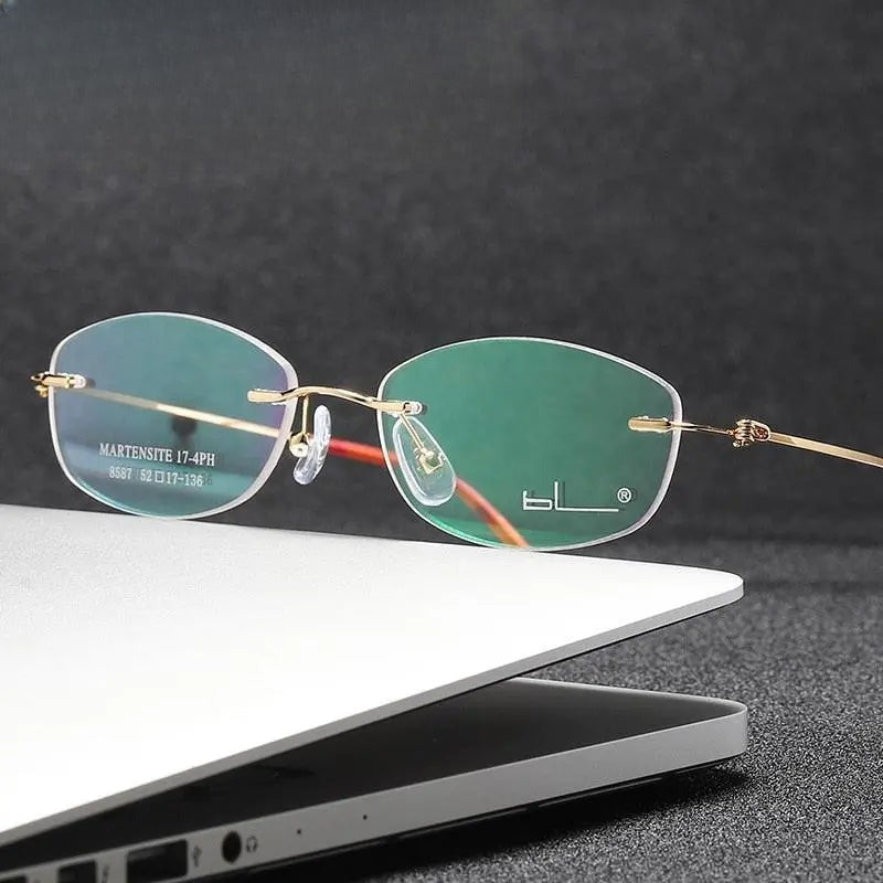 Women's Square Rimless Titanium Prescription Glasses 8587 — view 1 | Rx Spectacle