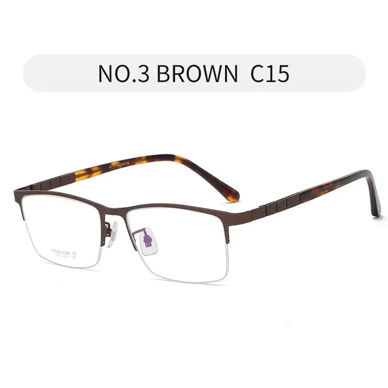 Unisex Square Semi-Rimless Titanium Prescription Glasses 371075 — view 3 | Rx Spectacle