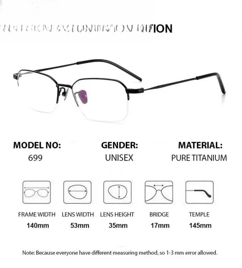 Men's Square Rimless Titanium Prescription Glasses 69941 — view 3 | Rx Spectacle