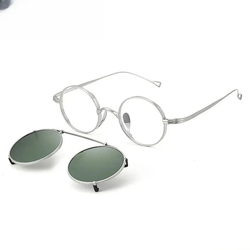 Women's Round Full Rim Titanium Clip-On Prescription Glasses 710518 — view 3 | Rx Spectacle