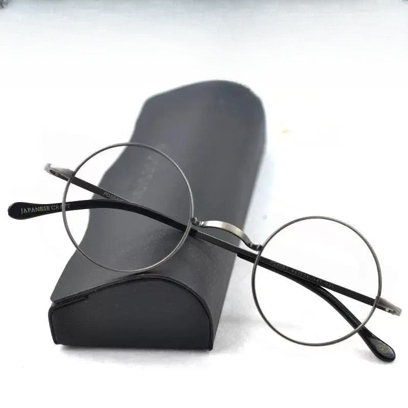 Unisex Round Full Rim Titanium Prescription Glasses — view 1 | Rx Spectacle