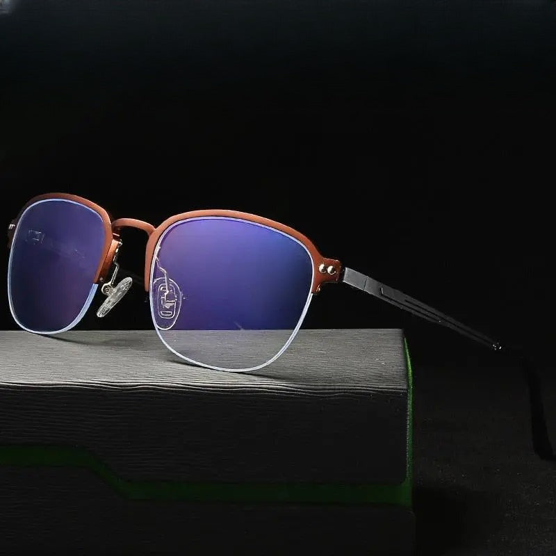 Unisex Square Semi-Rimless Titanium Prescription Glasses 6097 — view 1 | Rx Spectacle
