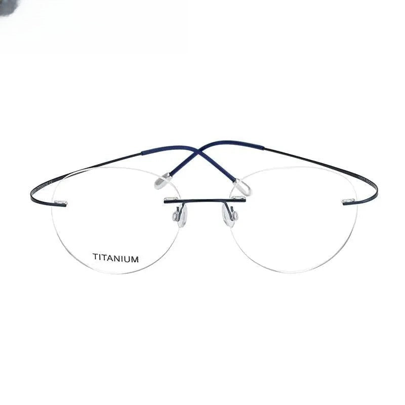 Unisex Round Rimless Titanium Prescription Glasses 16017 — view 5 | Rx Spectacle