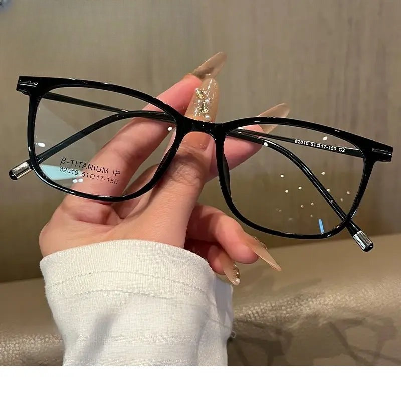 Women's Square Full Rim Titanium Prescription Glasses 82010 — view 1 | Rx Spectacle