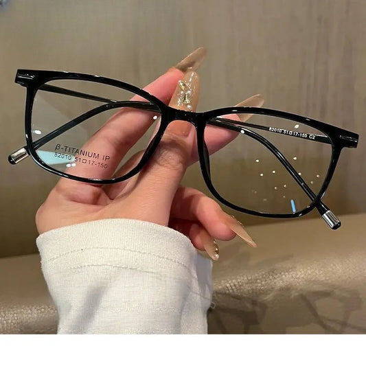 Women's Square Full Rim Titanium Prescription Glasses 82010 — view 1 | Rx Spectacle