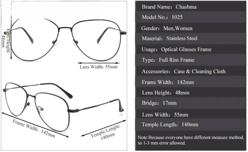 Unisex Oval Full Rim Stainless Steel Clip-On Prescription Glasses 102544 — view 2 | Rx Spectacle