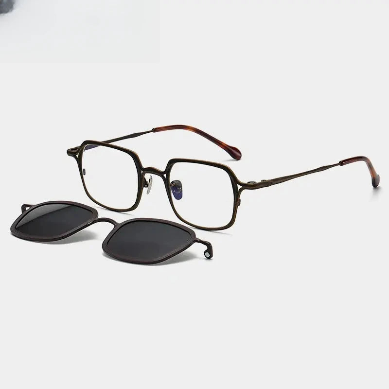 Unisex Square Full Rim Titanium Clip-On Prescription Glasses 415969 — view 4 | Rx Spectacle