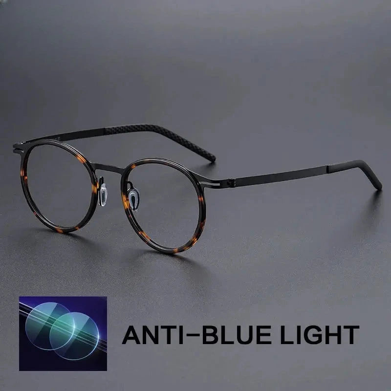 Unisex Round Full Rim Titanium Reading Glasses G698010 — view 7 | Rx Spectacle