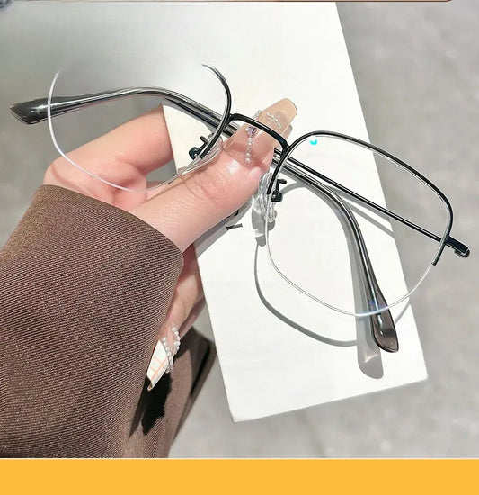 Women's Square Semi-Rimless Titanium Prescription Glasses 62811 — view 1 | Rx Spectacle