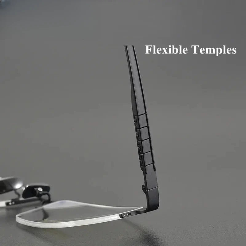 Men's Square Semi-Rimless Titanium Oversized Prescription Glasses 91058 — view 4 | Rx Spectacle