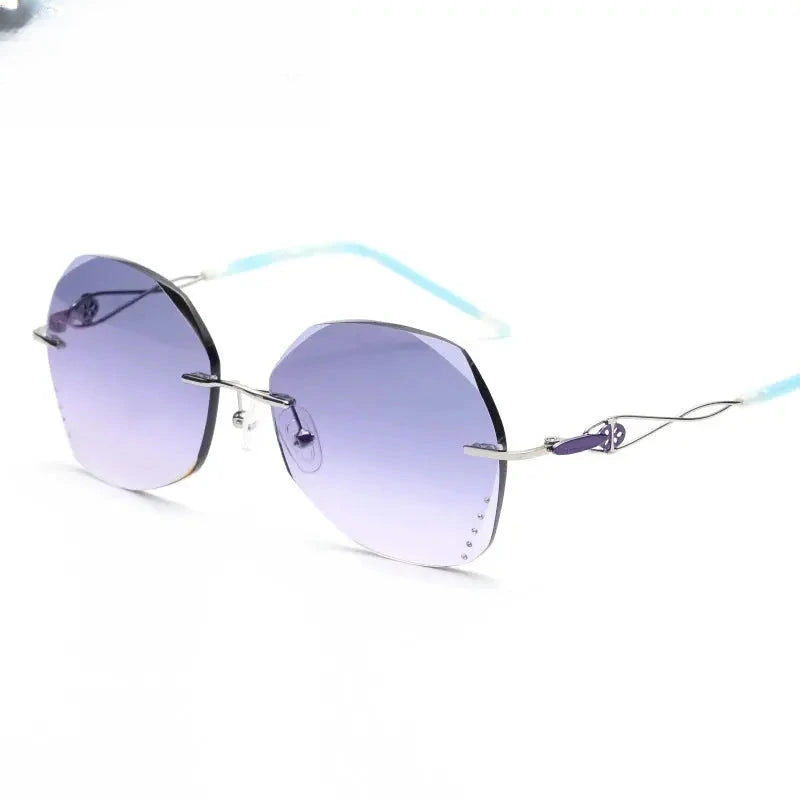 Women's Oval Rimless Titanium Prescription Glasses 23784 — view 3 | Rx Spectacle