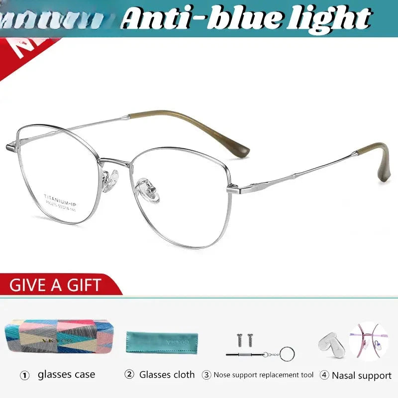 Women's Cat Eye Full Rim Titanium Reading Glasses 690275 — view 7 | Rx Spectacle