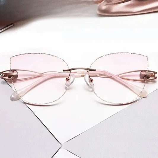 Women's Cat Eye Rimless Titanium Prescription Glasses 688022 — view 1 | Rx Spectacle