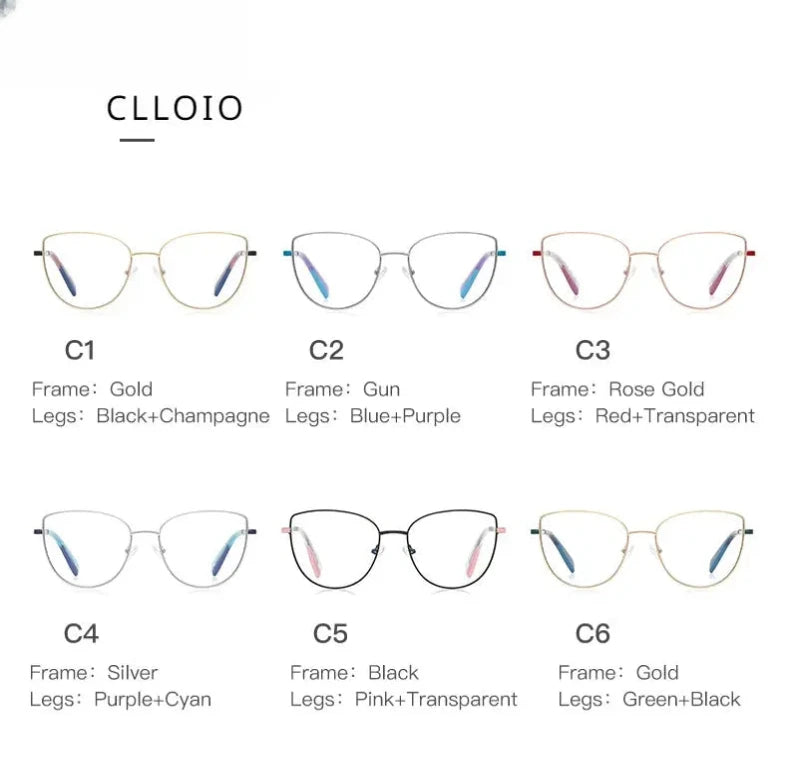 Women's Cat Eye Full Rim Alloy Reading Glasses 3060 — view 13 | Rx Spectacle