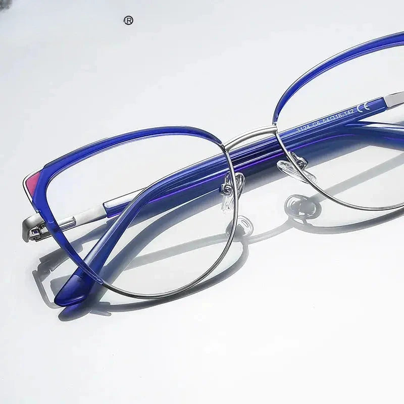 Women's Cat Eye Full Rim Alloy Reading Glasses 43124 — view 2 | Rx Spectacle