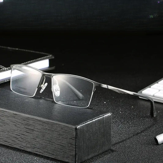 Women's Rectangular Semi-Rimless Titanium Prescription Glasses 900100 — view 1 | Rx Spectacle