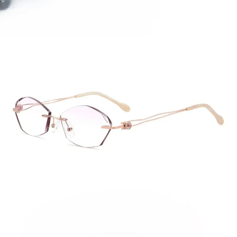 Women's Cat Eye Rimless Titanium Prescription Glasses 88839 — view 7 | Rx Spectacle