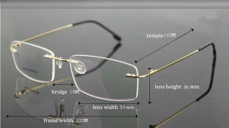 Unisex Rectangular Rimless Titanium Prescription Glasses 763 — view 11 | Rx Spectacle