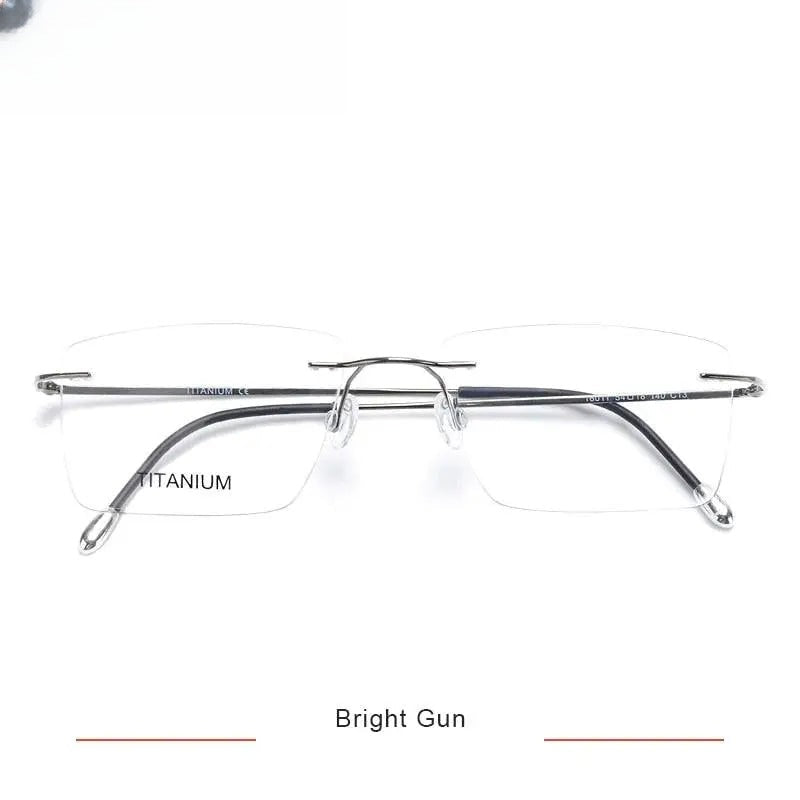 Unisex Square Rimless Titanium Prescription Glasses Kr16011 — view 7 | Rx Spectacle
