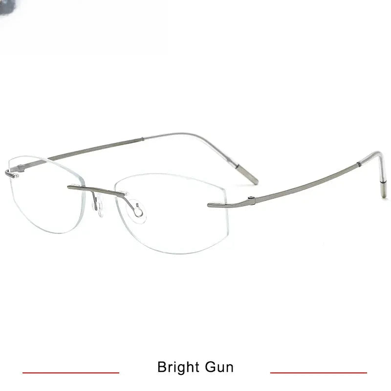 Women's Oval Rimless Titanium Screwless Prescription Glasses 62106 — view 3 | Rx Spectacle