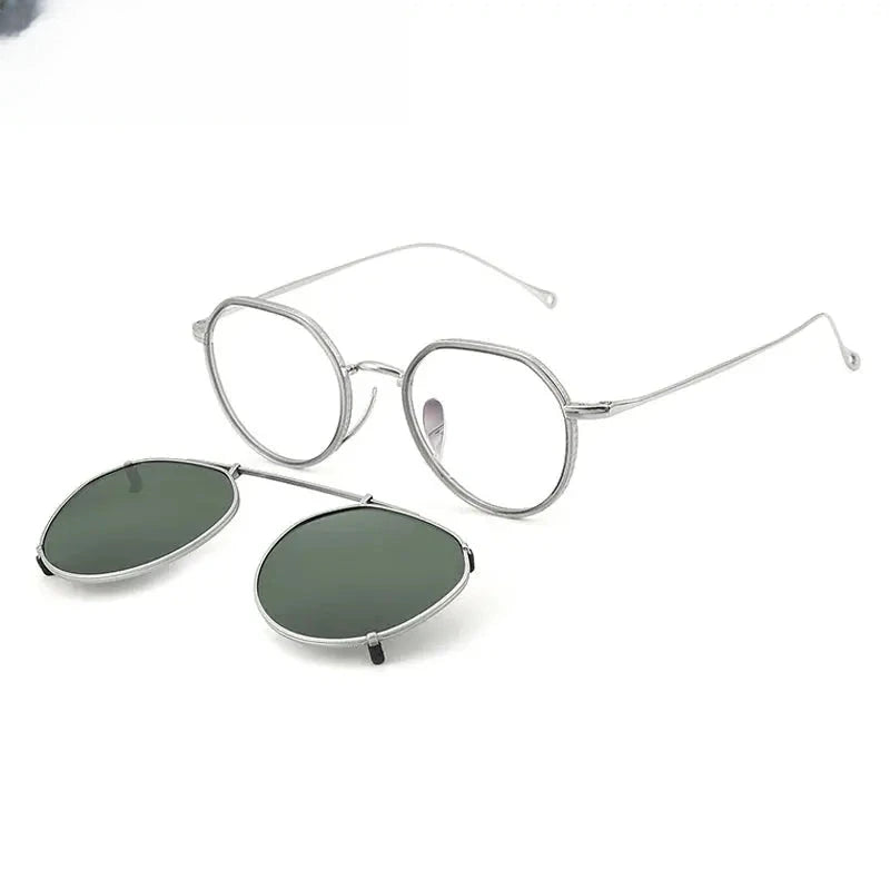 Women's Round Full Rim Titanium Clip-On Prescription Glasses 97310 — view 4 | Rx Spectacle