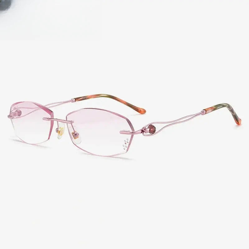 Women's Rectangular Rimless Titanium Prescription Glasses 22671 — view 4 | Rx Spectacle