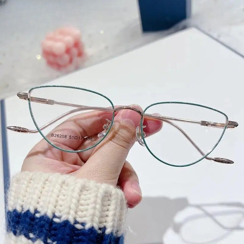 Women's Cat Eye Full Rim Stainless Steel Prescription Glasses 26208 — view 8 | Rx Spectacle