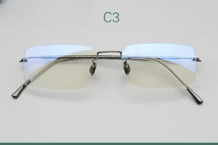 Women's Rectangular Rimless Titanium Prescription Glasses 61422 — view 5 | Rx Spectacle