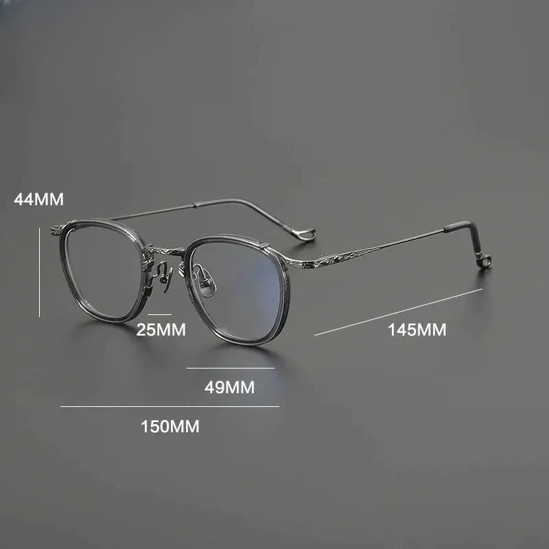 Unisex Square Full Rim Titanium Oversized Prescription Glasses G9016 — view 2 | Rx Spectacle