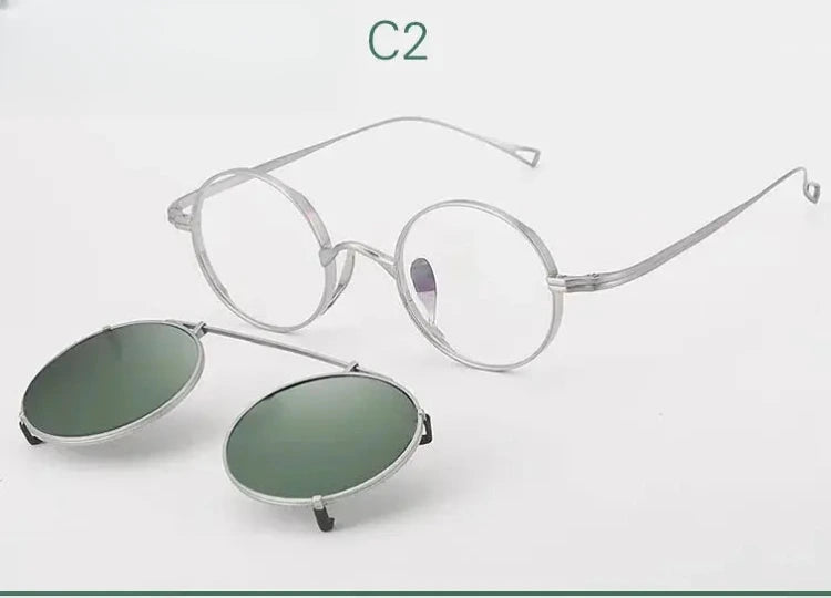 Women's Round Full Rim Titanium Clip-On Prescription Glasses 14136 — view 5 | Rx Spectacle