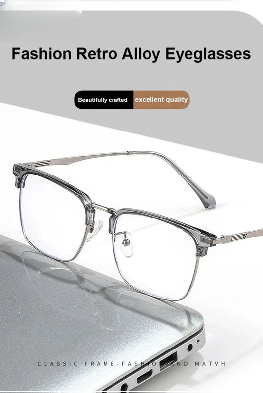 Men's Square Full Rim Alloy Reading Glasses Ke001 — view 1 | Rx Spectacle