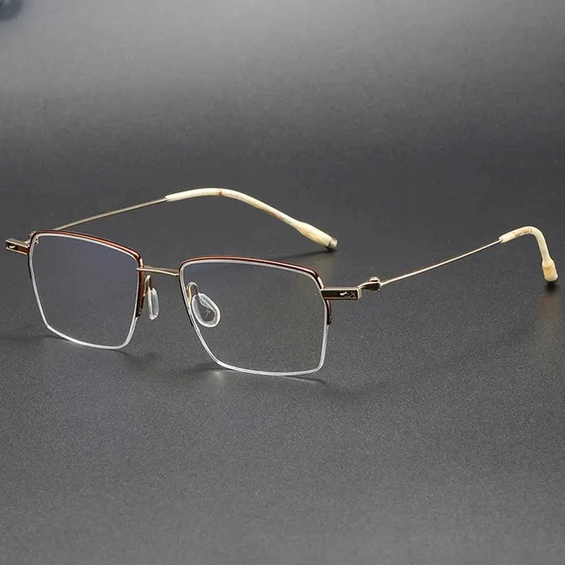 Unisex Polygon Semi-Rimless Titanium Prescription Glasses 202311 — view 6 | Rx Spectacle