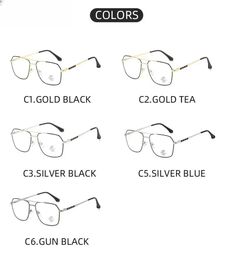 Unisex Square Full Rim Alloy Double Bridge Reading Glasses 6908 — view 13 | Rx Spectacle