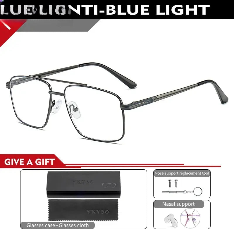 Women's Square Full Rim Alloy Double Bridge Reading Glasses 6926 — view 6 | Rx Spectacle