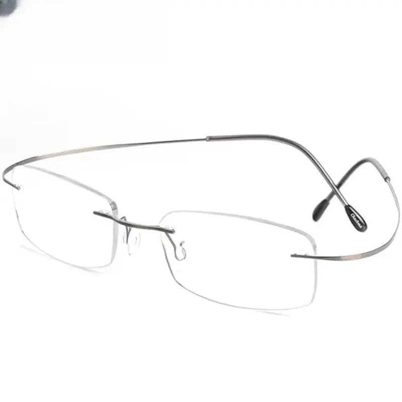 Unisex Square Rimless Titanium Reading Glasses 887044 — view 7 | Rx Spectacle