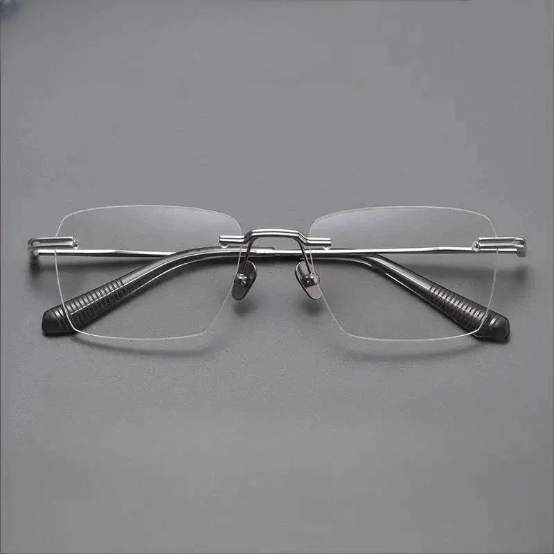 Men's Polygon Rimless Titanium Prescription Glasses 80957 — view 5 | Rx Spectacle