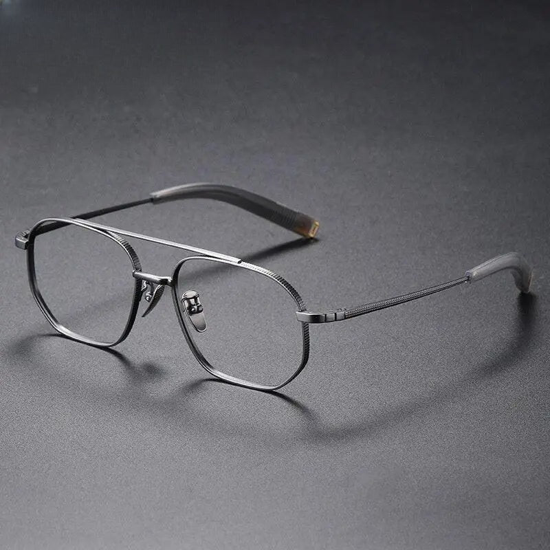 Men's Polygon Full Rim Titanium Double Bridge Prescription Glasses 07518 — view 2 | Rx Spectacle