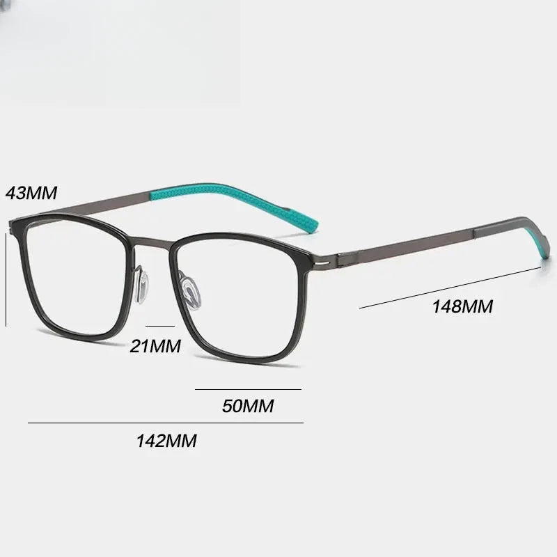 Unisex Square Full Rim Alloy Screwless Prescription Glasses Gxyj1152 — view 4 | Rx Spectacle