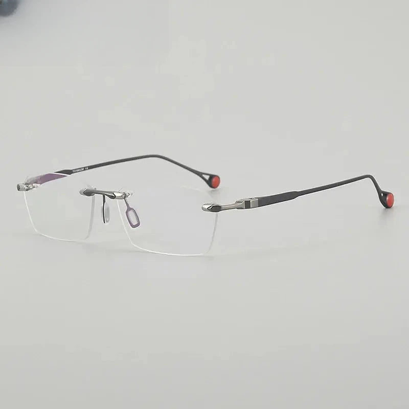 Unisex Square Rimless Titanium Prescription Glasses 401307 — view 4 | Rx Spectacle