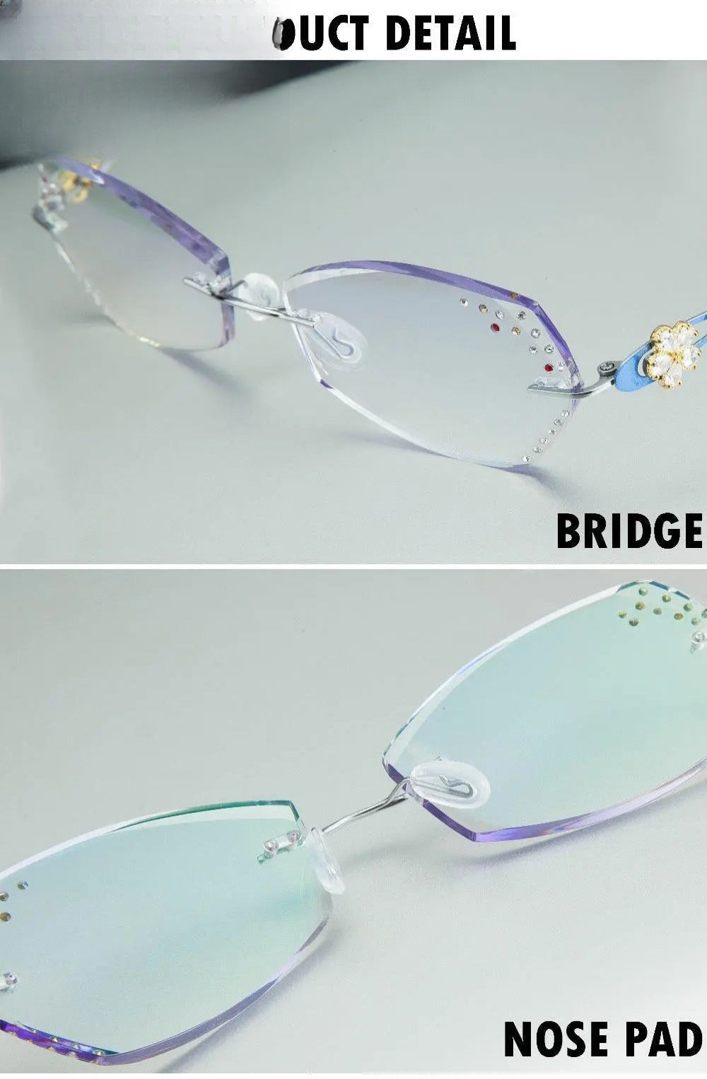 Women's Square Rimless Titanium Prescription Glasses 2889 — view 7 | Rx Spectacle