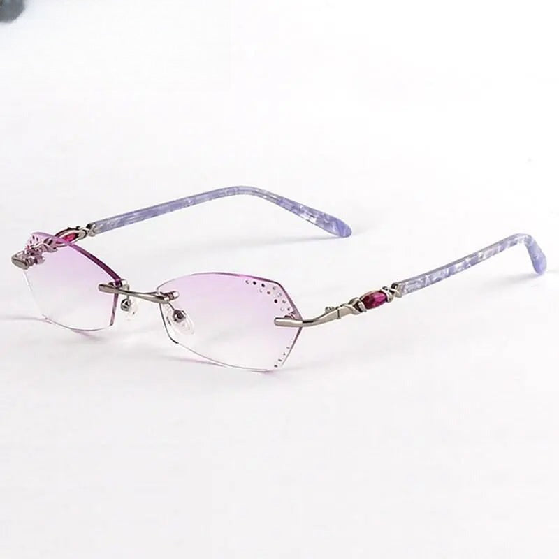 Women's Oval Rimless Alloy Prescription Glasses 016 — view 4 | Rx Spectacle