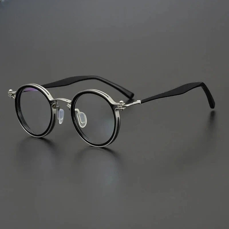 Unisex Round Full Rim Titanium Prescription Glasses 8444 — view 8 | Rx Spectacle