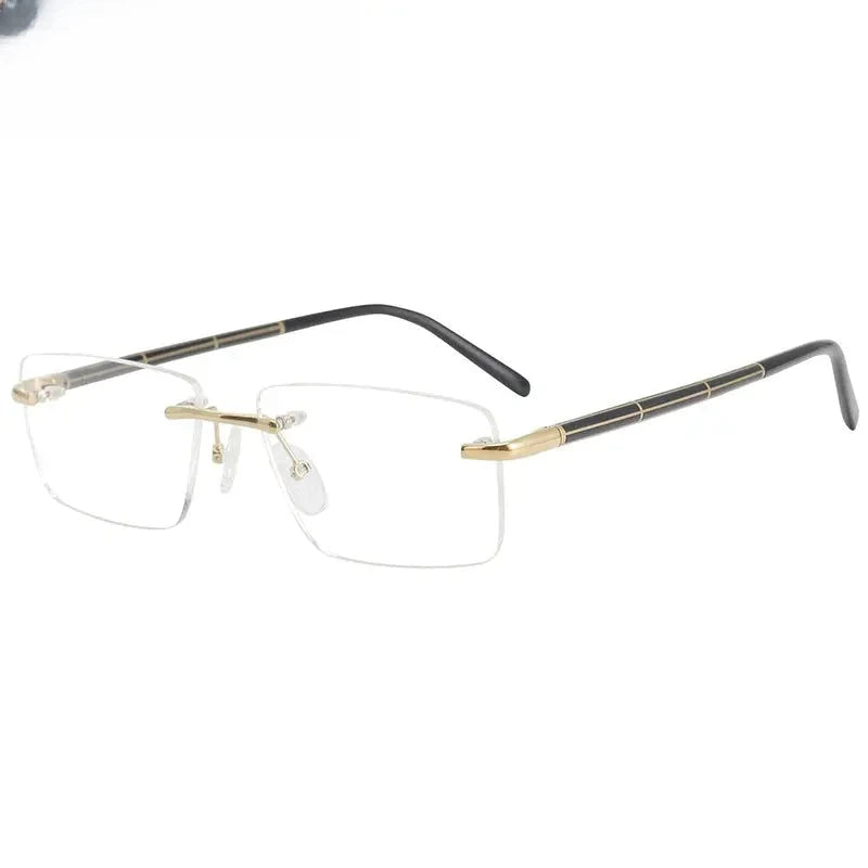 Unisex Square Rimless Titanium Prescription Glasses 16069 — view 5 | Rx Spectacle