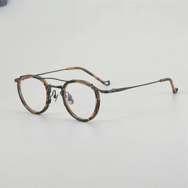 Unisex Oval Full Rim Titanium Double Bridge Prescription Glasses 881715 — view 6 | Rx Spectacle