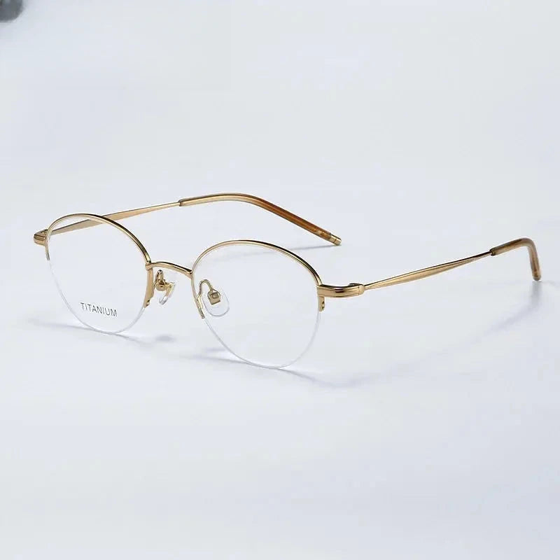 Women's Round Semi-Rimless Titanium Prescription Glasses 72948 — view 5 | Rx Spectacle